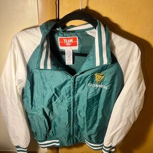 Guinness Green and White Bomber Windbreaker Jacket